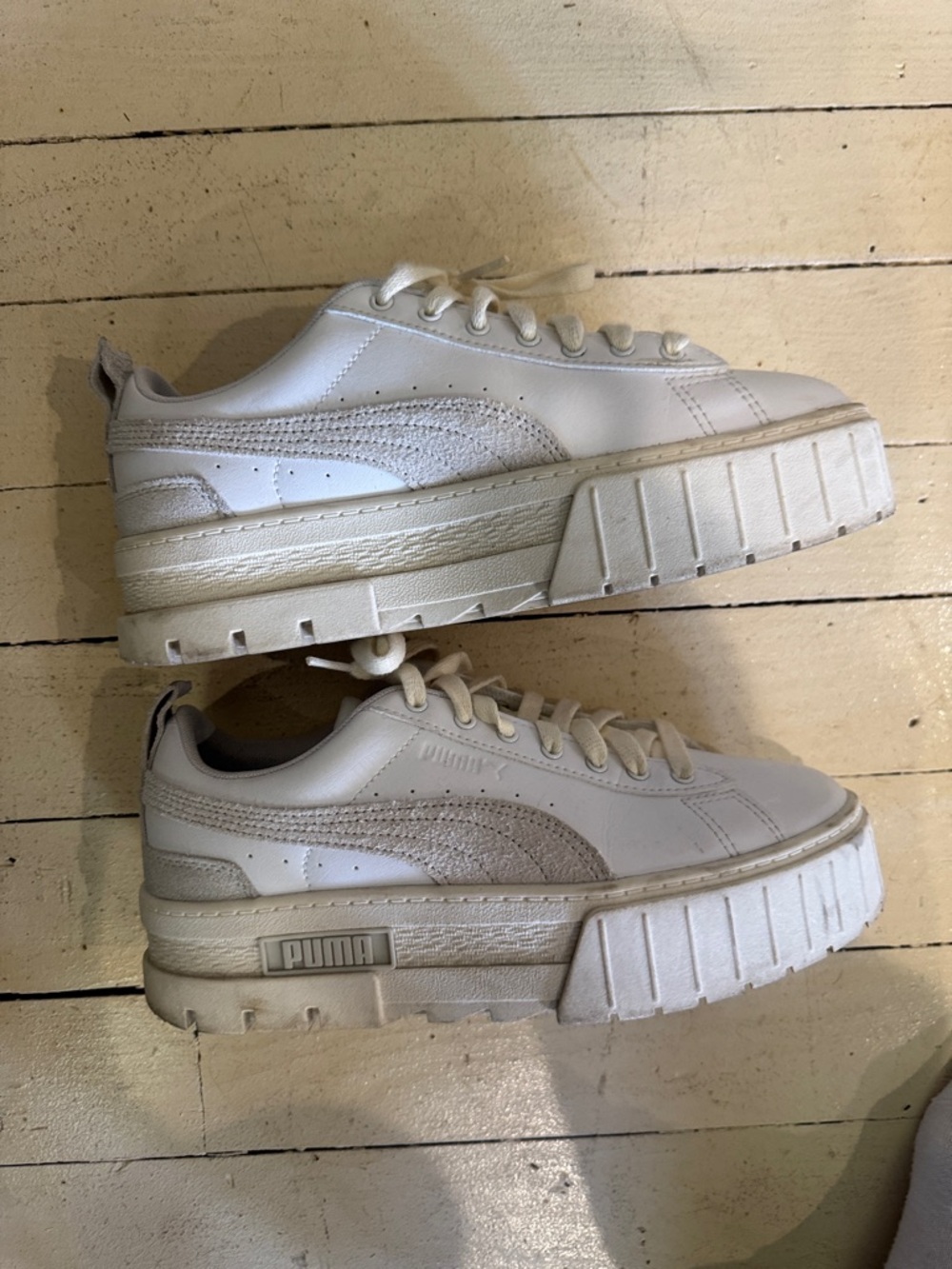 Puma Cream/White Platform Sneakers